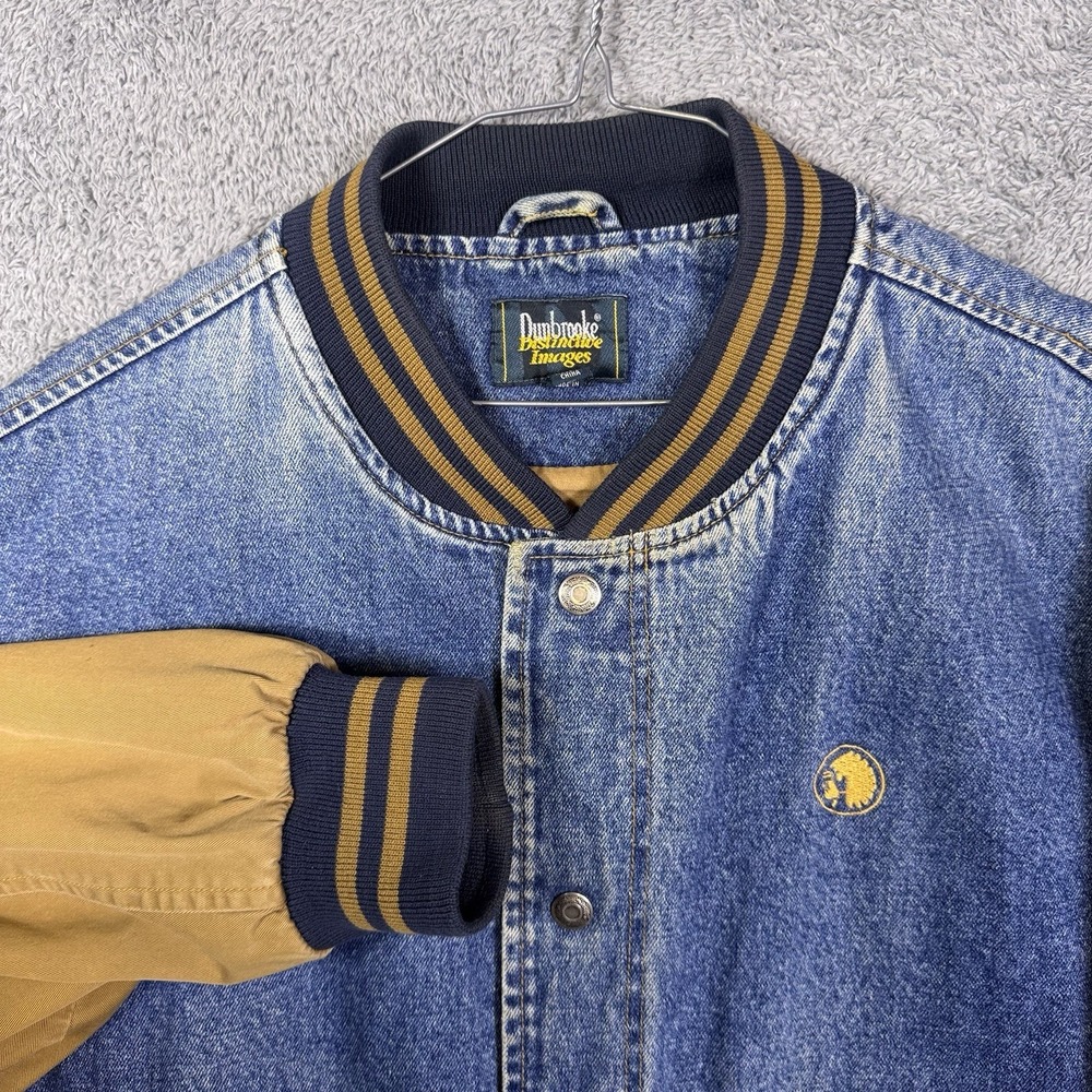 Vintage Dunbrooke Jacket Mens L Denim Varsity Bomber Native American Indian